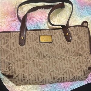 Lauren Ralph Lauren Tan and Brown Logo Tote